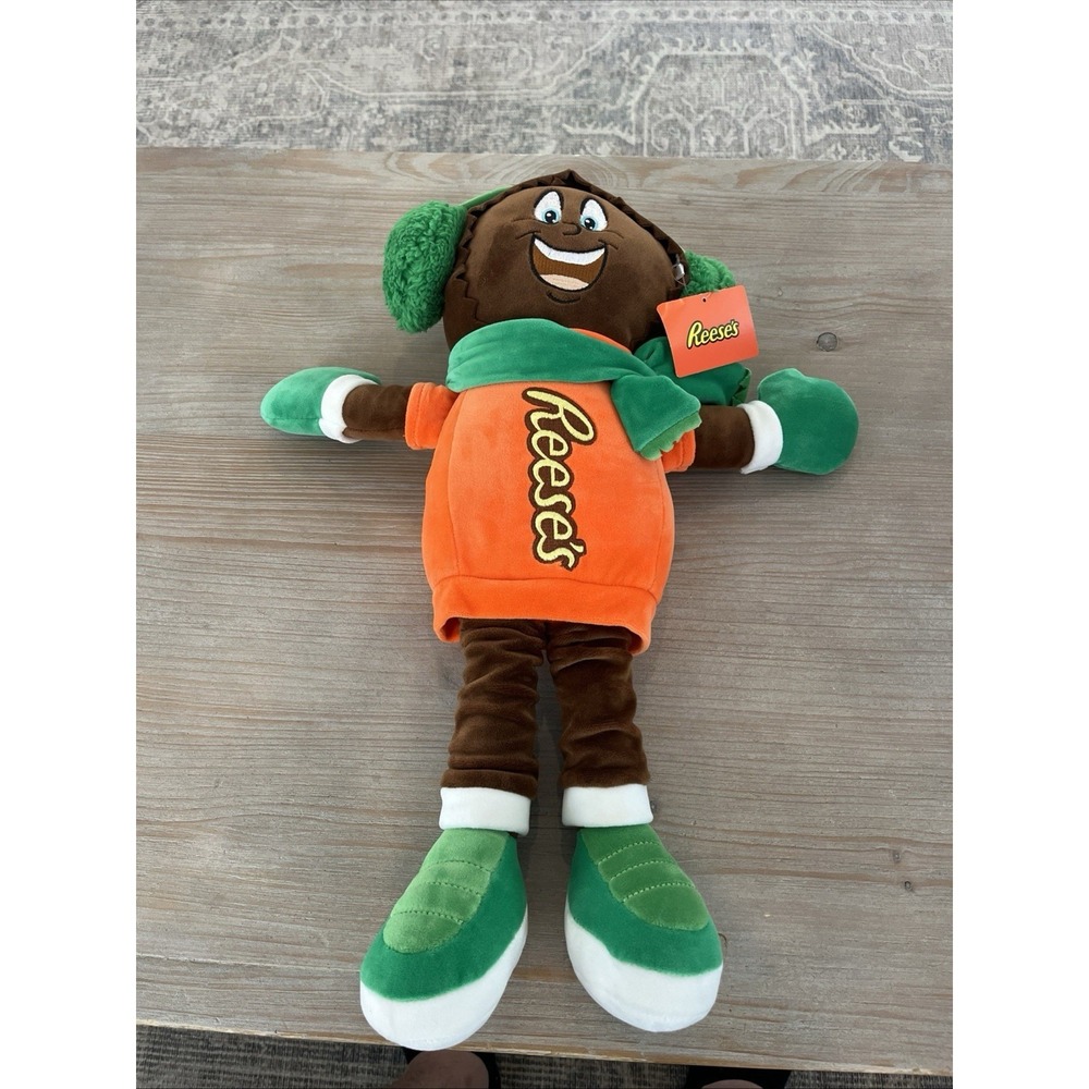 Hershey's Reese's Peanut Butter Cup Stuffed Plush 20 Inches Scarf Ear Muffs New